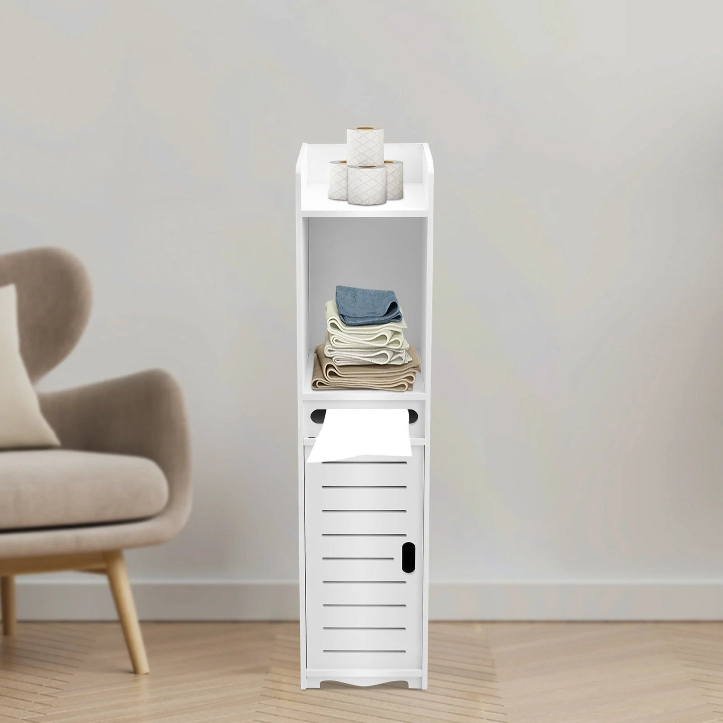 3-stufiger Badezimmer-Aufbewahrungsschrank, Toilettenpapierhalter, Ständer, Toiletten-Seitenschrank, 20 x 80 cm, zum Aufbewahren von Taschentüchern, Shampoos und Cremes