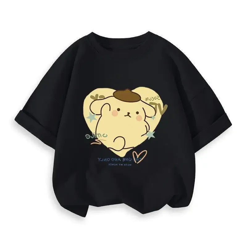 2024 New Summer COTTON T shirt Girls Boys Cinnamoroll T shirt Cartoon Print Kids T-Shirts Children Girls Tops Clothes.