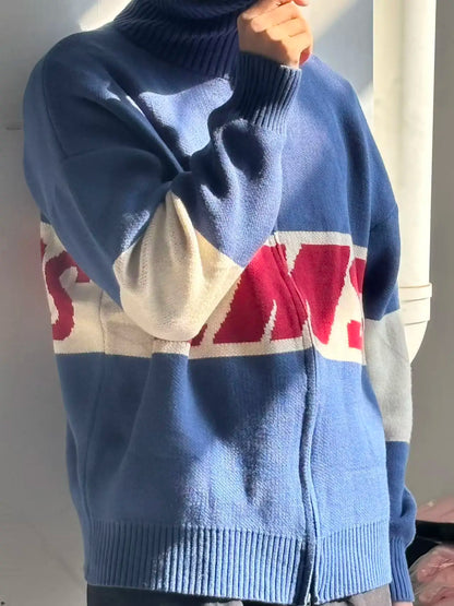 Autumn/winter Streets Casual Loose Retro Embroidered Top Hip-hop Oversized Sweater American Fashion Brand Zipper Cardigan Unisex.