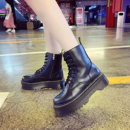 Autumn Winter Fashion Round Toe Lace-up Shoes Womens Boots Zip Ankle Boots For Women High Heels Basics Casual.