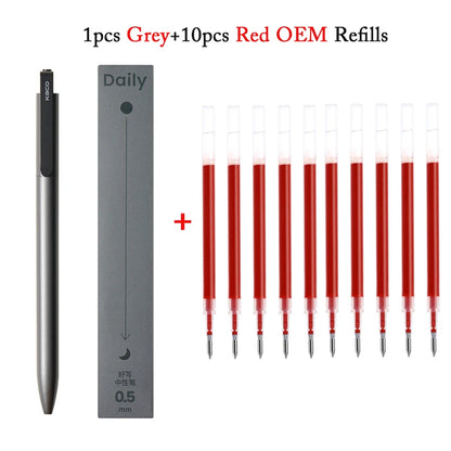 KACO Gelschreiber, Press-Signaturstift, Schreibwaren, Metall-Stiftclip, 0,5 mm, schwarze Tinte, schnell trocknend, großes Fassungsvermögen, 800 m, glattes Schreiben