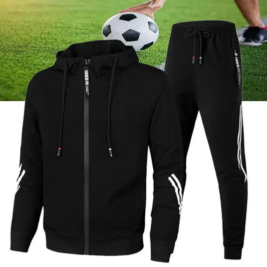 Herren Winter Trainings anzug Set einfarbige Hoodies und Kordel zug Jogging hose Loose Fit Freizeit Sportswear Anzug