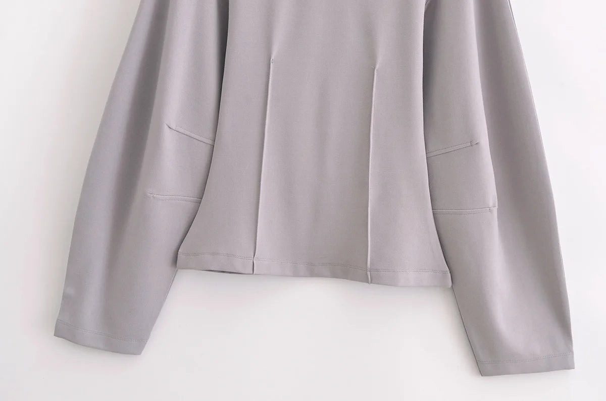 HH Women's 2-Piece Set Fashion Slimming Double-Sided Fabric Round Neck Long-Sleeve Top+Elegant Stretch Casual Wide Leg Pants.