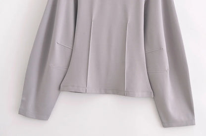 HH Women's 2-Piece Set Fashion Slimming Double-Sided Fabric Round Neck Long-Sleeve Top+Elegant Stretch Casual Wide Leg Pants.