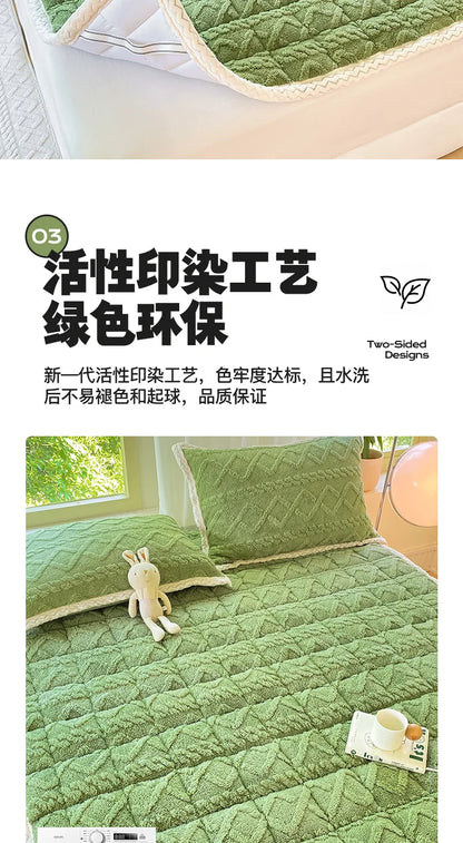 Winter Taft Velvet Mattress Topper Pad Fleece Bedspread Fold Non-slip Thin Tatami Mat Student Dormitory Bed Sheet Mattress Cover.
