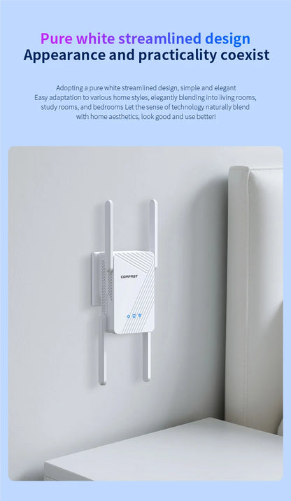 Comfast WIFI7 3570Mbps WiFi Repeater 2.4G/5G Wifi Extenders Dual-band WIFI Signal Amplifier 4*5dBi Antenna Repeator WPS/Reset.