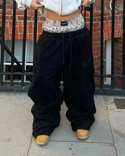 Y2K Retro Gerade Hosen Trainingsanzug Streetwear Hosen Personalisierte Hose Bein Zipper Stickerei Hip Hop Casual Jogger Männer Hosen