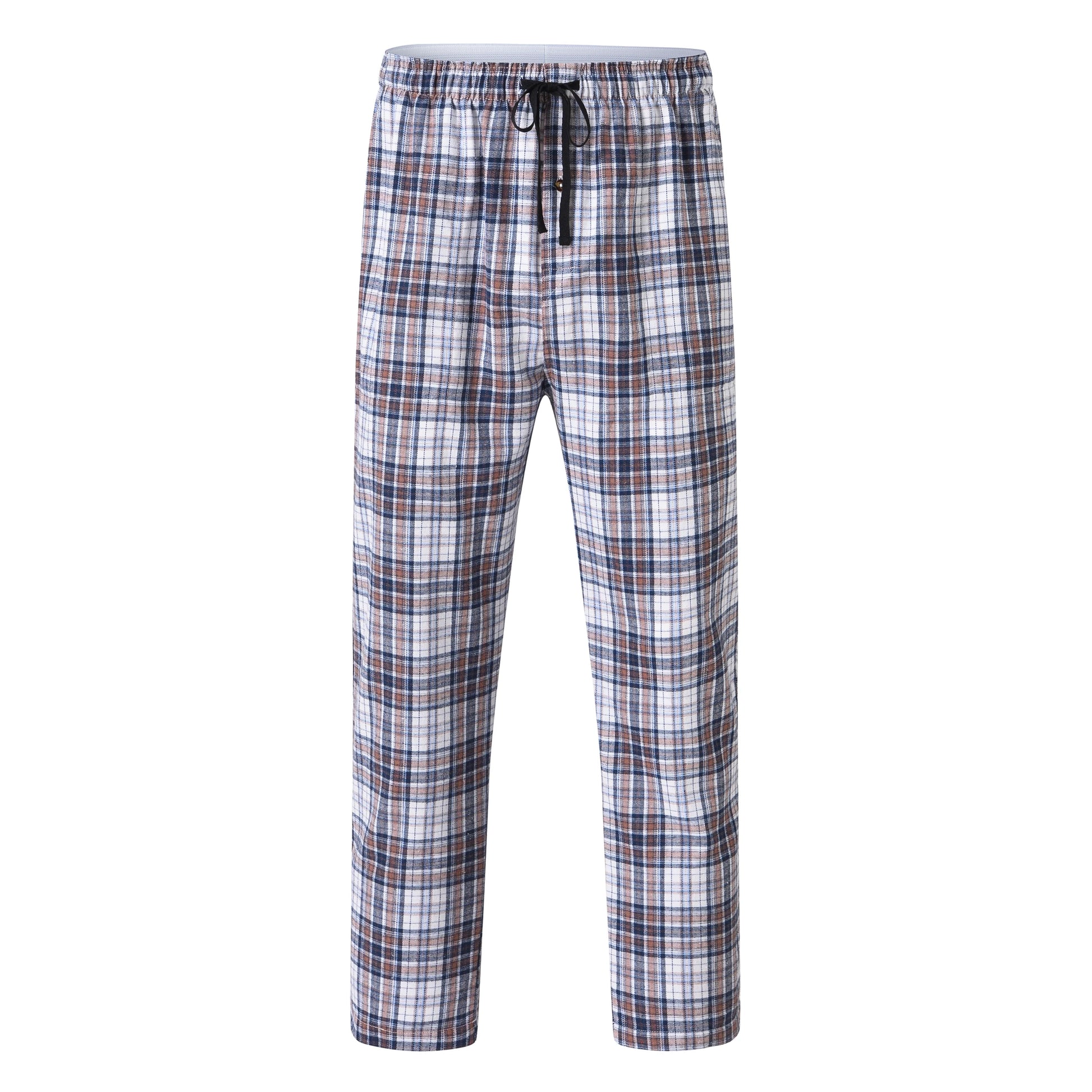 3Pcs Men's 100% Cotton Plaid Pajama Sleeping Pants, Long Plaid Print Sleepwear Pajama Pants with Elastic Waist Homewear.
