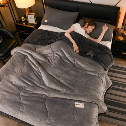 2025 NEW Winter Keep Warm Wool Throw Blanket for Sofa Winter Blanket King Size Home Warm Plaid Comforter Bedspread Bedding Sheet