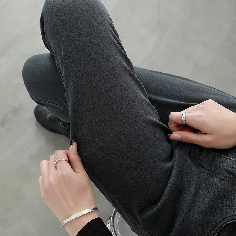 New Sexy Women Light Blue Slim Skinny Denim Jeans High Waist Elastic Mom Jeans Stretch Pencil Pants Streetwear Tight Trousers.