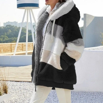 Übergroße Jacke für Frauen 2023 Neue Herbst Winter Warme Plüsch Tasche Mit Kapuze Streetwear Lose Dame Oberbekleidung Mantel Roupas Feminina