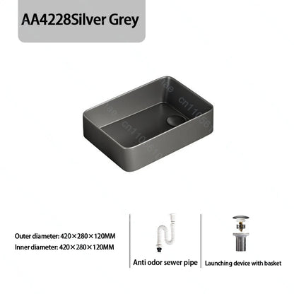 Luxuriöses Keramikgefäßwaschbecken, quadratisches Badezimmerwaschbecken, Arbeitsplatte, Kunstwaschbecken für Waschtischplatte, Keramik-Badezimmerwaschbecken für den Heimgebrauch