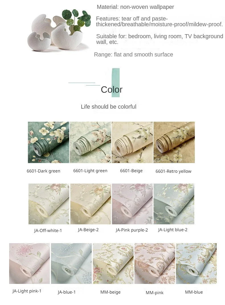 Blumentapete, selbstklebend, warm, für Mädchen, Schlafzimmer, 3D-Verdickung, Wanddekoration, Aufkleber, Wohnzimmer, Restaurant, Sofa, Hintergrund