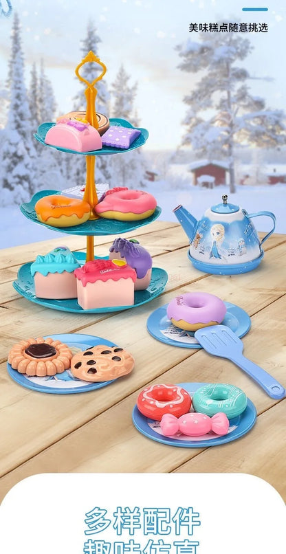 Kids Tea Party Set For Little Girls Mermaid Gift Pretend Toy Tin Tea Set Princess Tea Time Kitchen Pretend Play Tea Set Gift