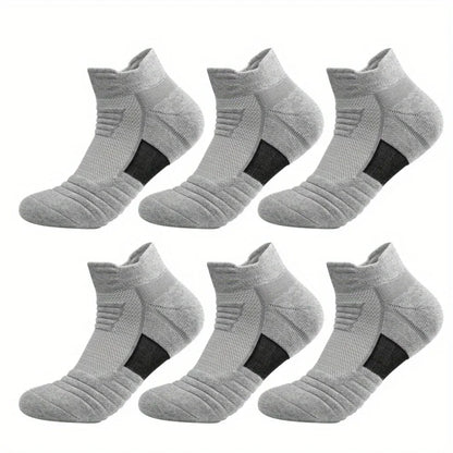 6/3/1 Pairs New Men Sports Running Fitness Flight Short Tube Socks Women's Towel Bottom Basketball Socks Solid Color Black Socks