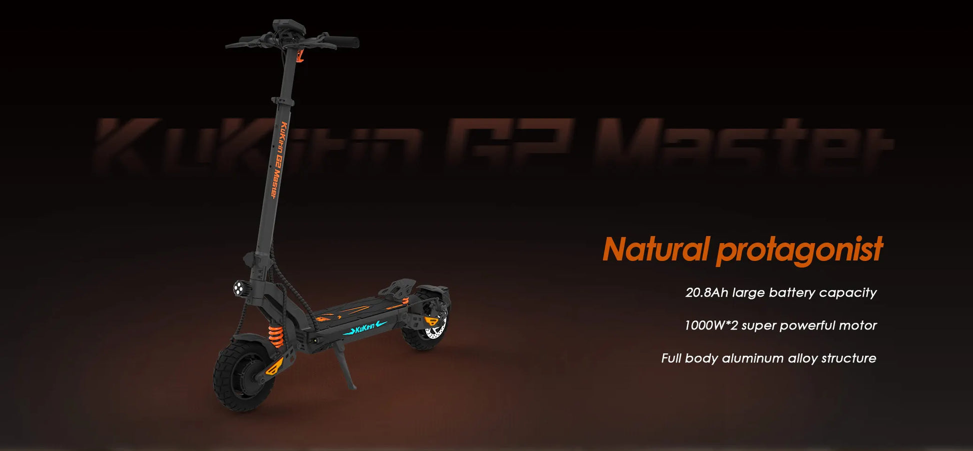 KuKirin G2 Master Electric Scooter 1000W*2 Dual Motor 52V 20.8Ah 60km/h Max Speed Front&Rear Disc Brake Hydraulic Shock Absorber.
