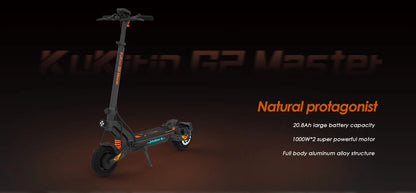 KuKirin G2 Master Electric Scooter 1000W*2 Dual Motor 52V 20.8Ah 60km/h Max Speed Front&Rear Disc Brake Hydraulic Shock Absorber.
