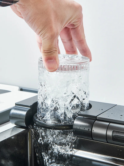 Küchenspüle aus Edelstahl 304, doppelter Wasserfall, Einzelschlitz, integrierte Digitalanzeige, Wasserhahn-Set, Seifenspender, Tassenwascher