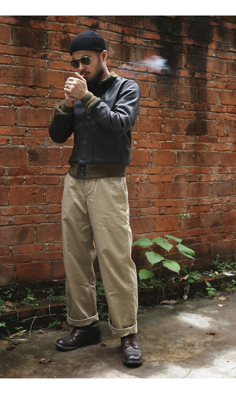 Rugged Bronson Army Chino Trousers 1942 Pattern Khakis Military Style Casual Pants.