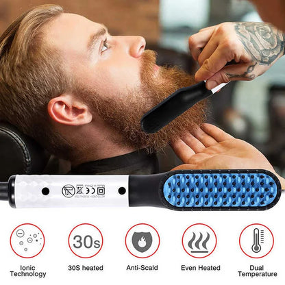 Portable Heated Hair Straighteners Mini Beard Straightener Comb Electric Flat Iron For Men Long And Short Hair Straightener.
