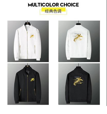 Spring men's Phoenix embroidered jacket Slim youth coat Outdoor sports trend top men's jacket.