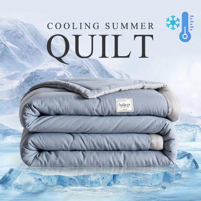2025 new Japanese polyester cotton quilted summer quilt skin-friendly washable light luxury style solid color lightweight.
