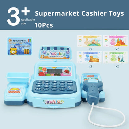 Simulation Shopping Cash House Toys Electronic Game Lighting And Sound Effects Supermarket Cashier Toys.