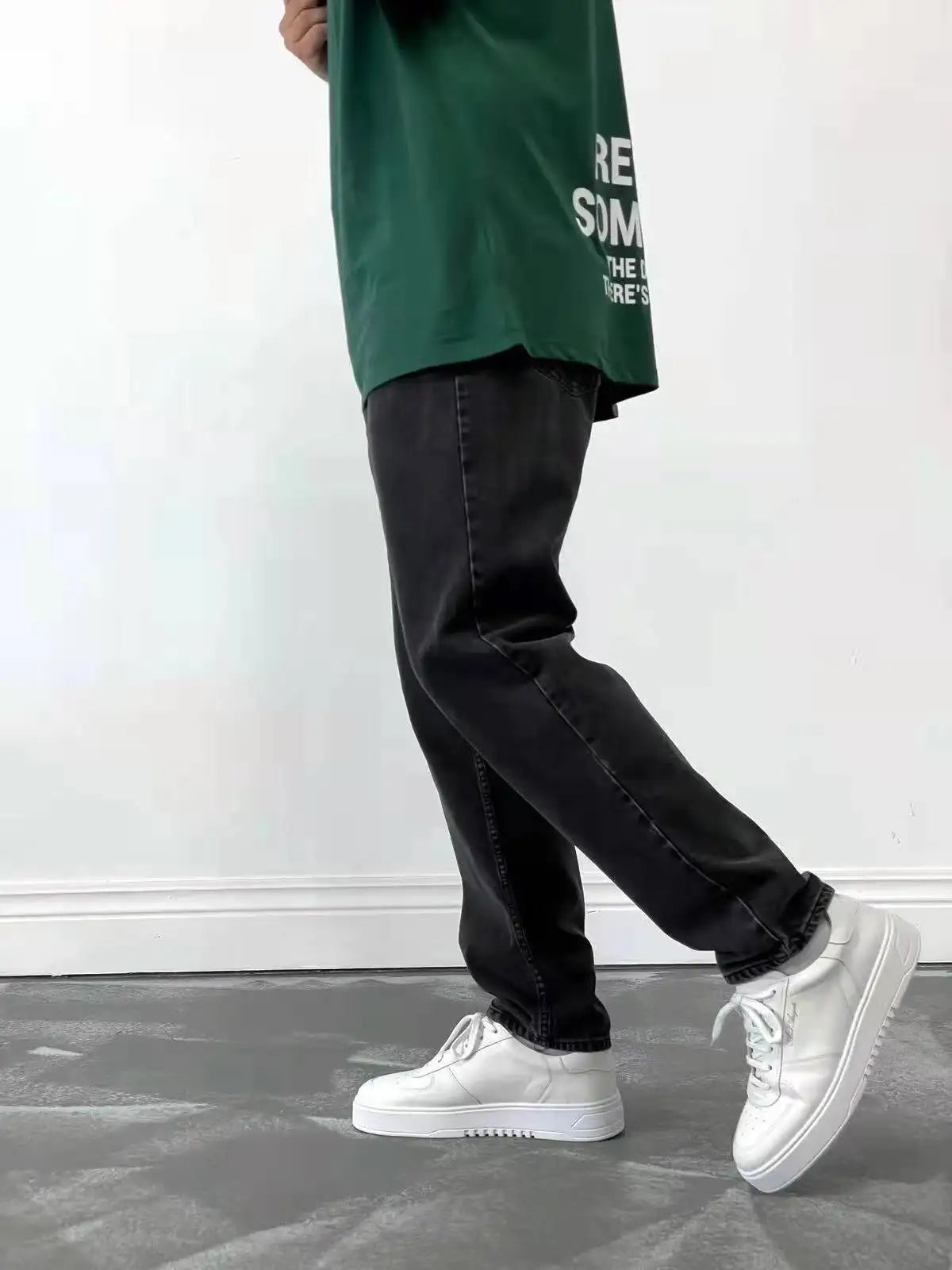 Men Comfortable Straight Casual Jeans Male Soft Baggy Outside Denim Pants Classic Elastic Waist Solid Office Work Denim Trousers.