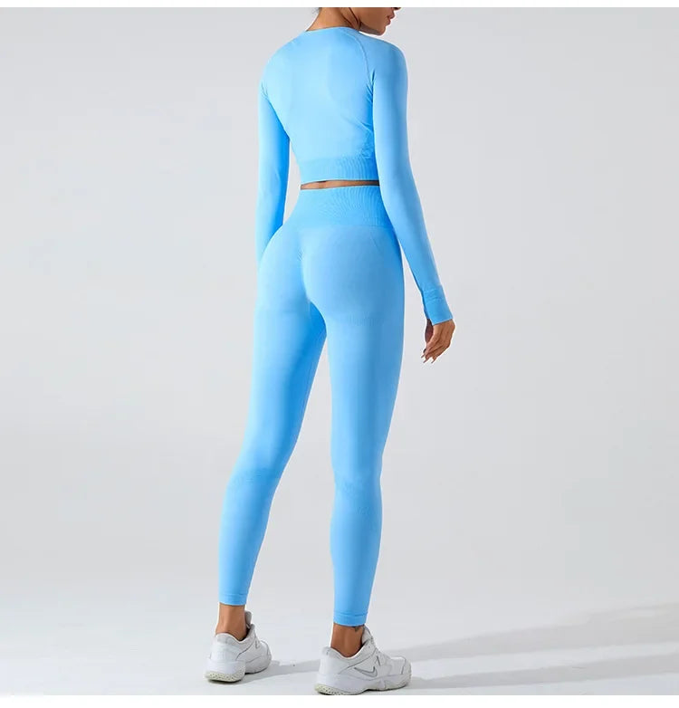 Women's Seamless Long Sleeve Top Yoga Shirts Running T-Shirt Workout Running Fitness Gym Sports Top Training Crop Top Solidcolor