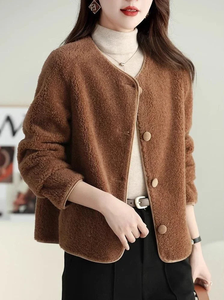 Koreanischer Stil, Fleece-Damenjacken, kurzer Damenmantel, hohe Qualität, 2025, Trend, jugendlich, neu in Oberbekleidung, Vintage-Mode, günstig.
