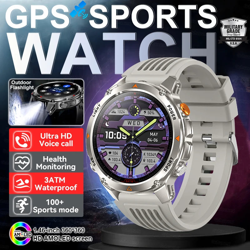 New Outdoors Military GPS Sports Smart Watch Women Dual-Band GNSS Compass Altimeter 3ATM Waterproof BluetoothCall Smartwatch Men