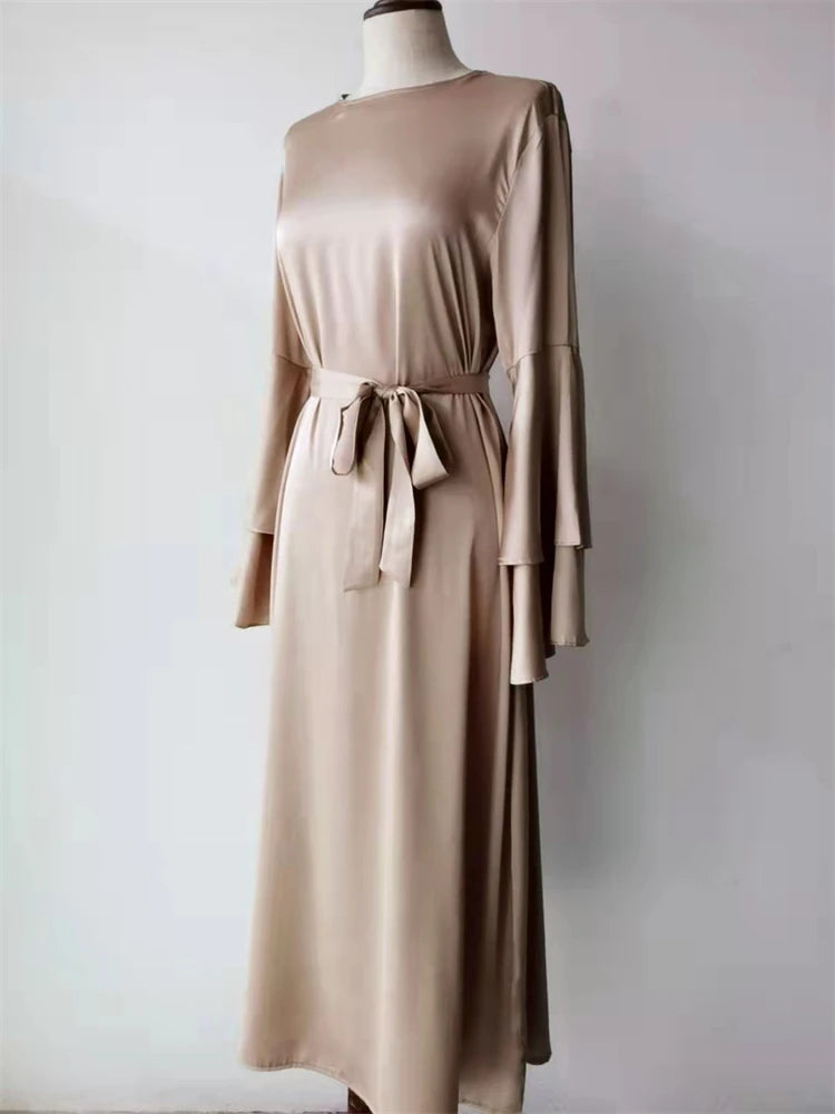 Eid Kebaya African Dresses For Women Muslim Kaftan Satin Shiny Batwing Abaya Dubai Luxury Caftan Marocain Robe Femme Musulmane