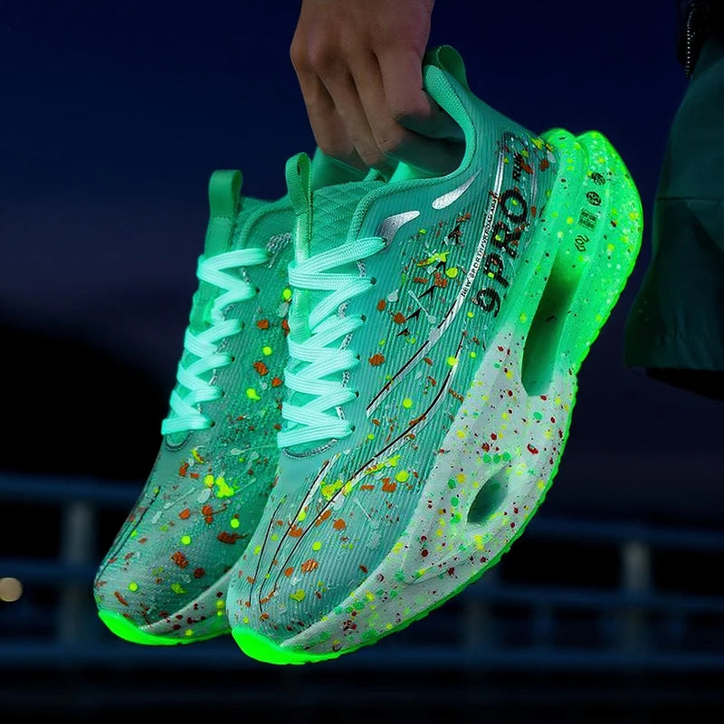 New Soft Sole Cushioning Men's Running Shoes for Women High-quality Road Jogging Shoes Light Comfy Sneakers Reflective Night Run.