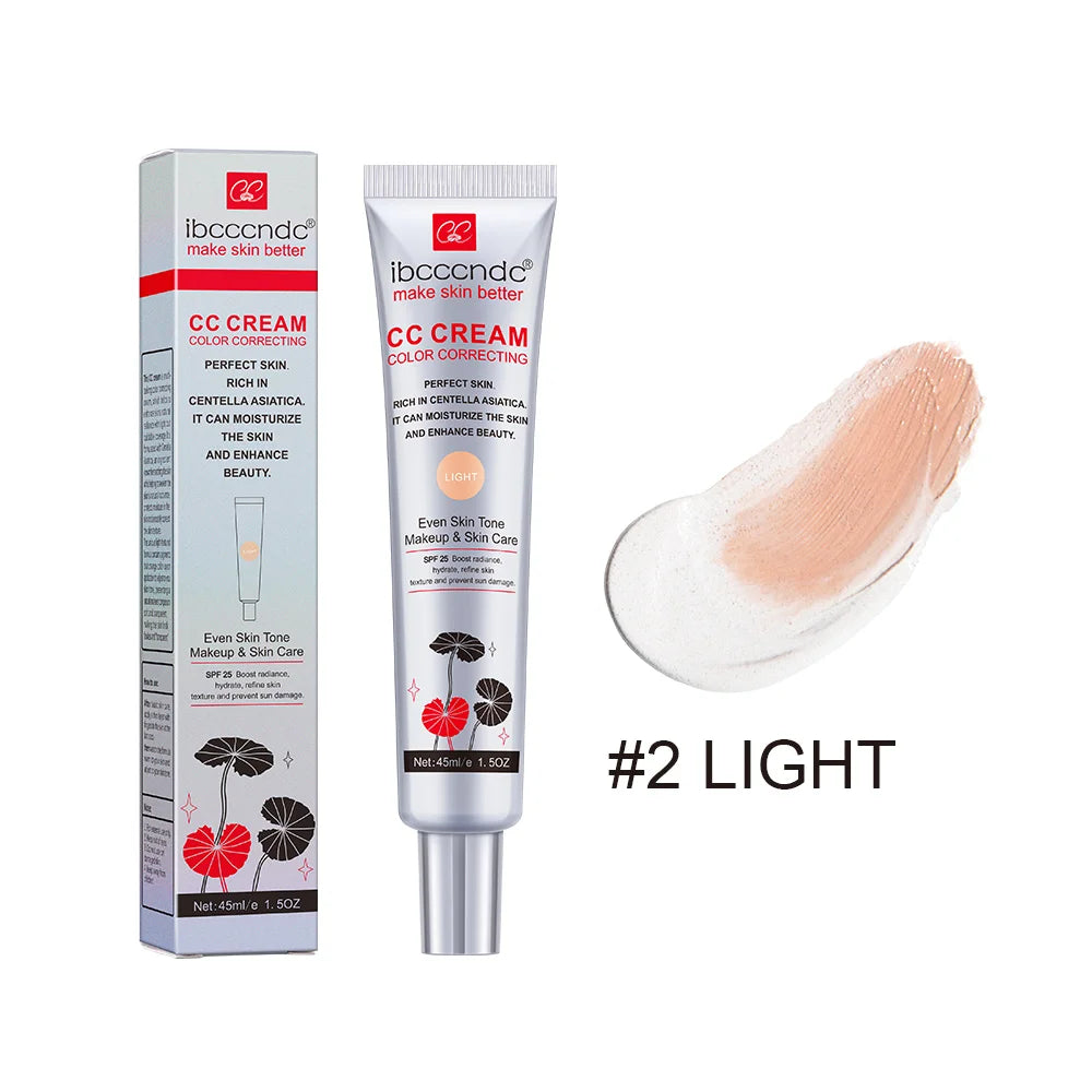 45ml Color Correcting CC Cream Facial Centella Asiatica Repair BB Cream Natural Concealer Whitening Liquid Foundation Cosmetics.