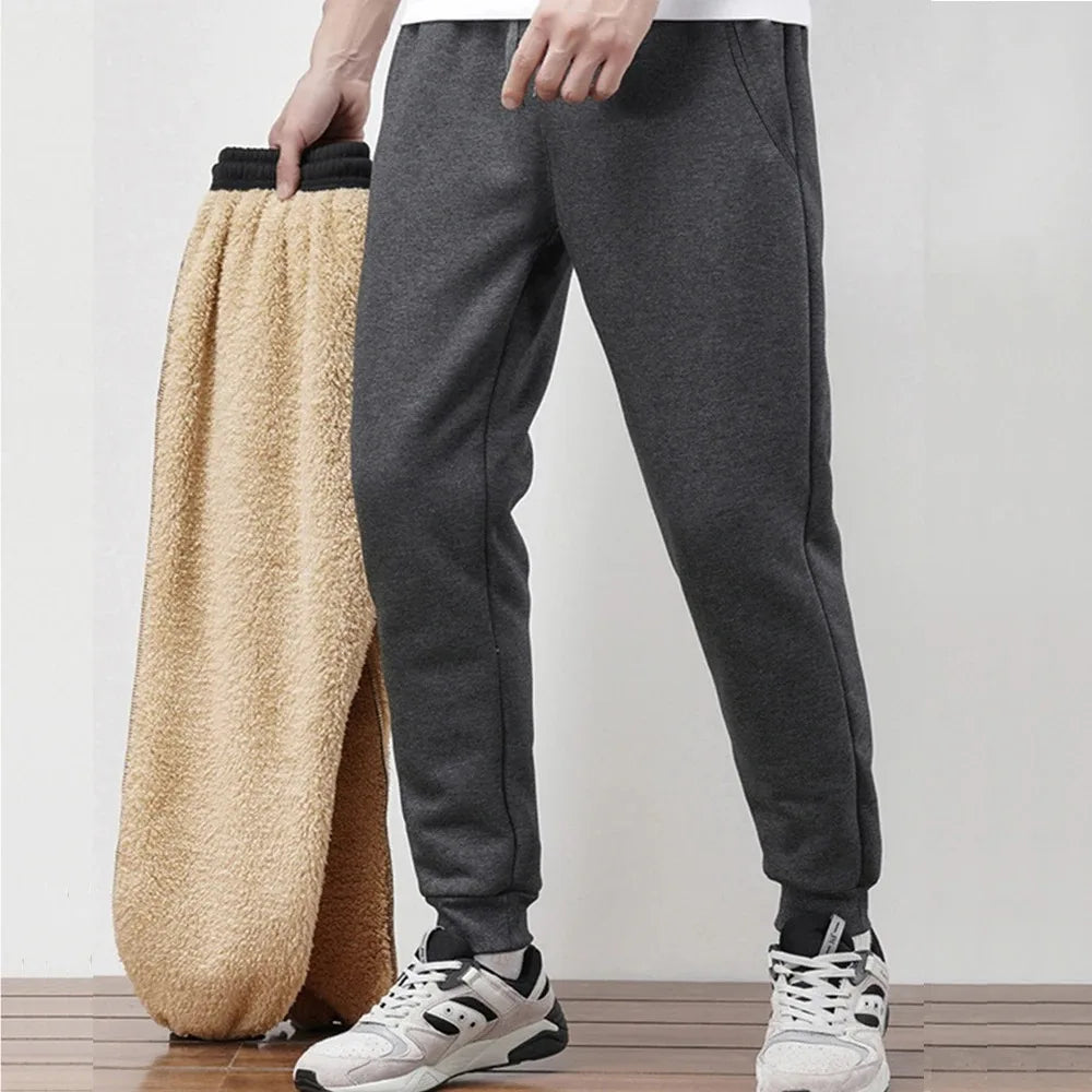 Men's Jogging Sports Pants Autumn Winter Thick Fleece Sweatpants Drawstring Outdoor Casual  Trousers Warm Daily Fitness Clothing.