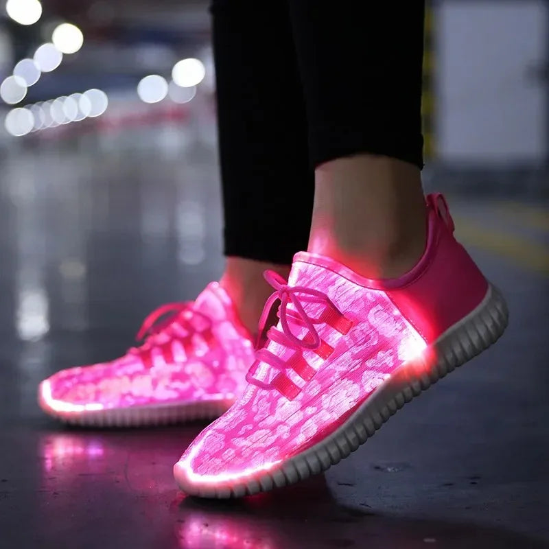 7ipupas LED Shoes for Boys Girls Women and Men Fiber Optic Shoes and Elastic Sole USB Rechargeable Lightweight Sneakers.