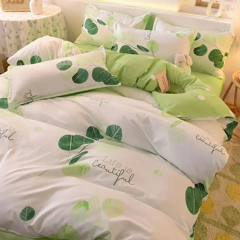 Lattice Bedding Sets Children Bed Linens Sheet Printed Duvet Cover Single Double Queen Size Quilt Covers Sets Bedclothes.