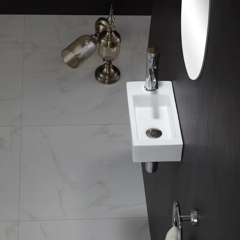 Wandbehang Waschbecken Balkon Ultra schmale Badezimmer Waschbecken Keramik Plattform Waschbecken Home Schlafzimmer Wandwaschbecken Mini