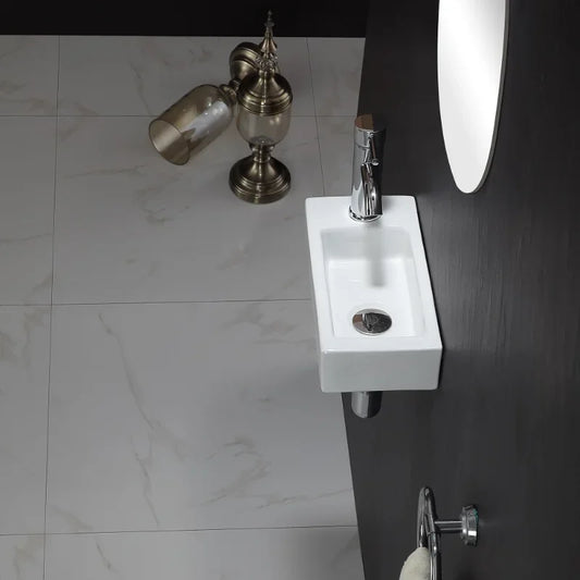 Wandbehang Waschbecken Balkon Ultra schmale Badezimmer Waschbecken Keramik Plattform Waschbecken Home Schlafzimmer Wandwaschbecken Mini