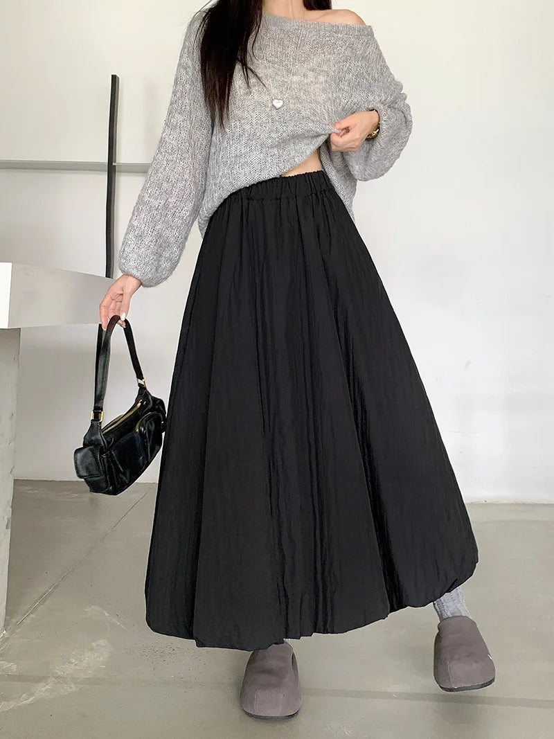 High Quality Cotton-padded Bud Skirts Women  Fall Winter Pocket Long Skirts Female Korean Fashion Apricot Streetwear Faldas 2025.