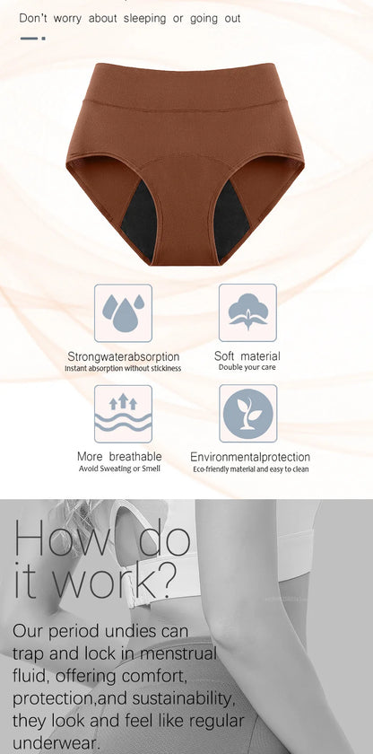 3-Layer Leakproof Menstrual Panties Ladies High-waisted Physiological Pants Icysilk Incontinence Breathable Sport Briefs XS-4XL.