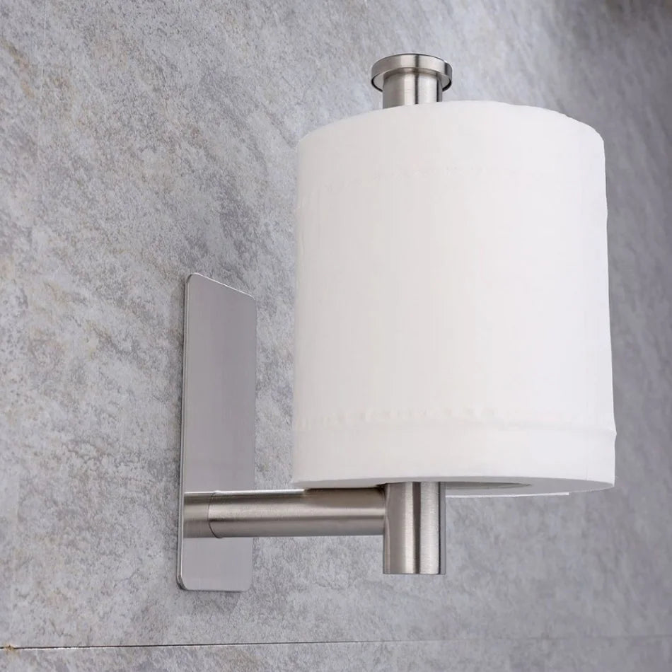 Papierhalter aus Edelstahl, weiß, selbstklebend, Wandhalterung, Ständer, Küche, Badezimmer, Toilettenpapier, Handtuch, Seidenrollenregal, gebürstetes Gold