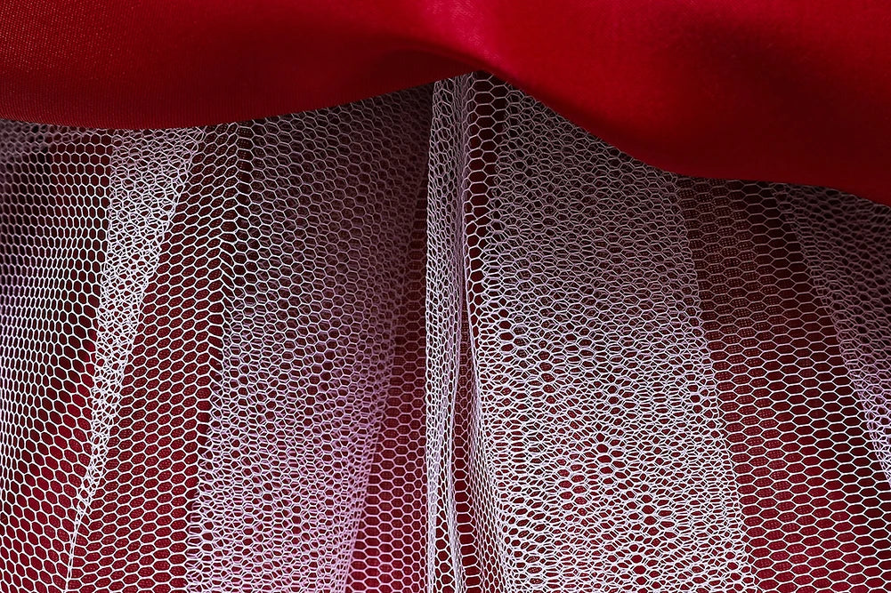 5018 rotes Mädchen-Prinzessinnenkleid mit bestickten Perlen für 3 bis 12 Jahre Mädchen-Schwanz-Partykleid für Kinder, Schulperformance-Kostüme.