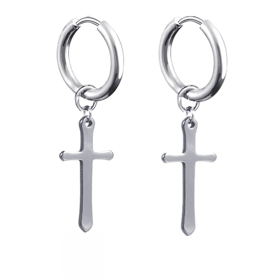 New Punk Stainless Steel Chain Hoop Earrings For Women Men 2023 Trendy Goth Pop Hip Hop Pendants Ear Jewelry Accessories Earring.