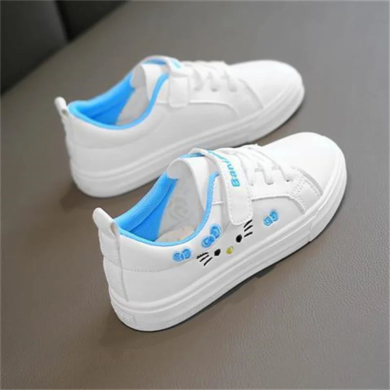 2023 Children's Little White Shoes Girls' Student Flat Bottom Casual Sports Shoes Low Top Spring Korean Plate Shoes