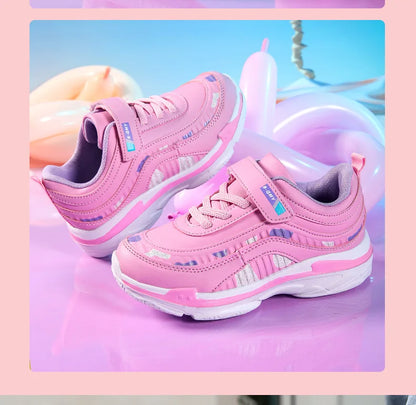 Girls Sport Shoes Waterproof Running Kids Sneakers Casual Leather Pink Breathable Fashion Antislip Lightweight Children Shoes