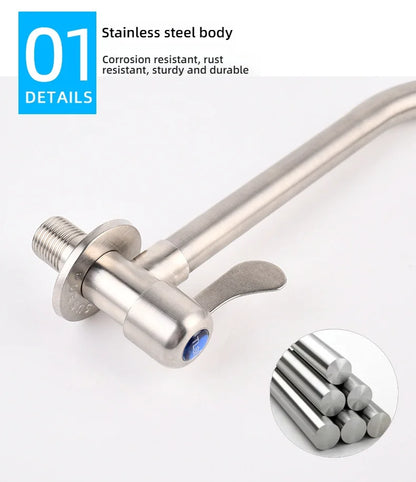 Kitchen Stainless Steel Faucet Wall Mounted Rotate Single Cold Water Sink Tap Household Kitchen Universal Faucet
