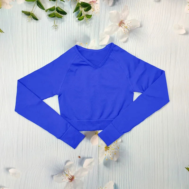 Seamless Women's T-shirt Sports Female Clothing Fitness Long Sleeve Tops with Thumb Hole Gym Running Shirts Workout Sportswear.