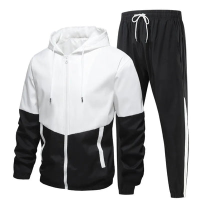 Spring and Autumn Men's Hooded Sports Leisure 2-piece Sets New Fashion Jacket and Pants Hip Hop Casual Running Sportswear Men.