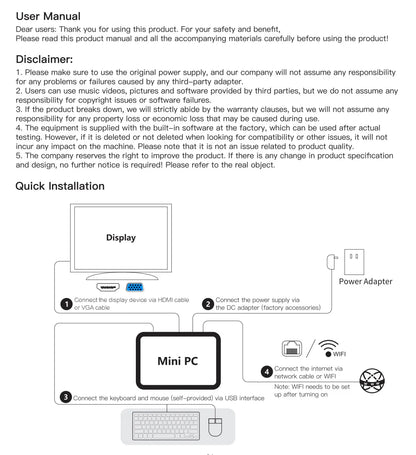 MLLSE M2 Air Mini PC Intel Celeron N4000 CPU Window11 6GB RAM 128GB ROM Dual-Band WiFi VGA Portable Mini Computer BT4.2.